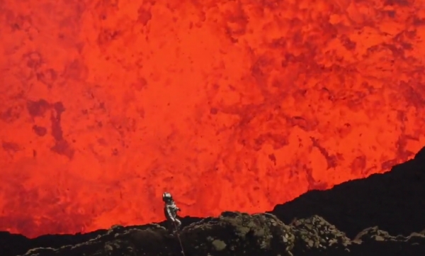 Channel 1: A man walks into an active volcano